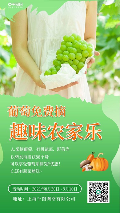 实拍风简约农家乐采摘秋游手机海报