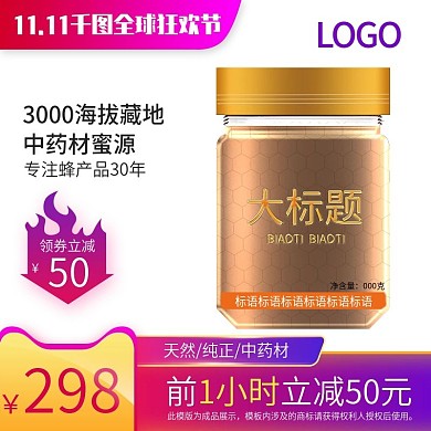 双11天猫淘宝主图直通车图蜂蜜食品