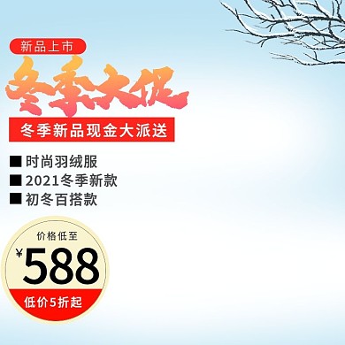 电商淘宝简约冬季大促羽绒服主图直通车下载