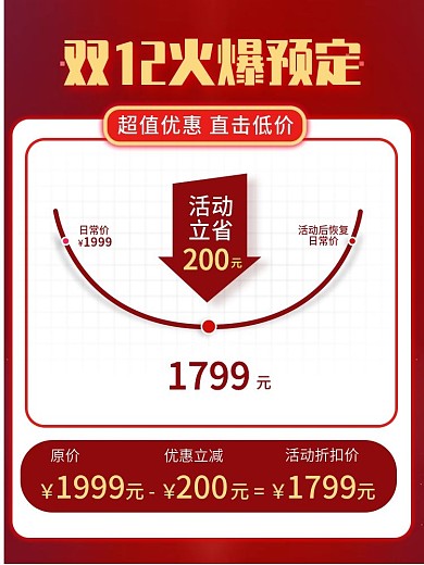 红色发光双12主图直通车价格曲线促销