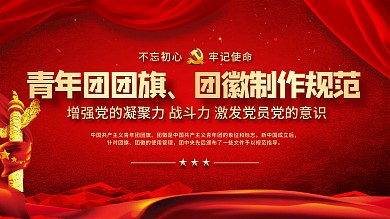红色团旗、团 徽规范标准宣传展板