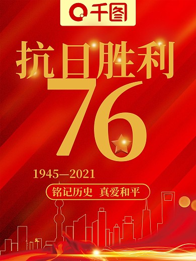 原创抗日战争胜利76周年海报
