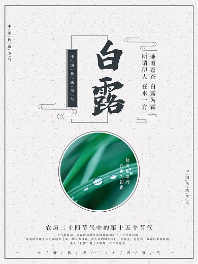 二十四节气处暑露水简约海报