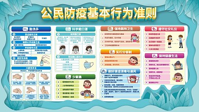 清新公民防疫基本行为准则疫苗接种宣传展板