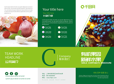 有机水果三折页、新鲜水果三折页、果蔬折页