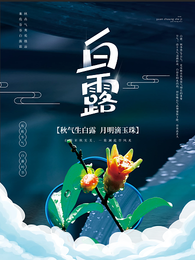 简约创意白露摄影图二十四节气传统节日海报