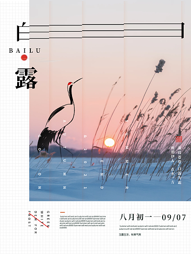简约白露节气摄影图海报