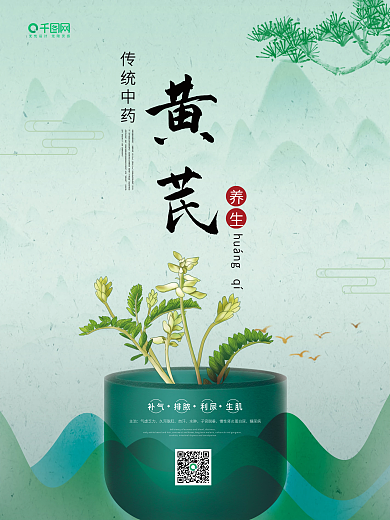 中国风系列套图海报黄芪