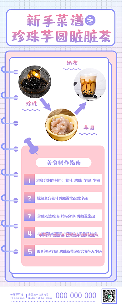 小清新新手美食菜谱手账海报