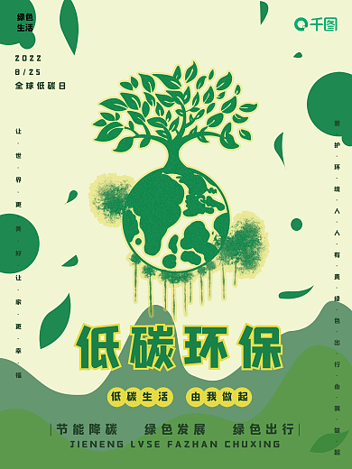 8月25日全国低碳日环保公益宣传海报