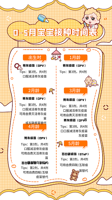 早幼教疫苗接种育儿知识宣传手帐手机海报