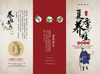 中医文化夏季养生宣传三折页
