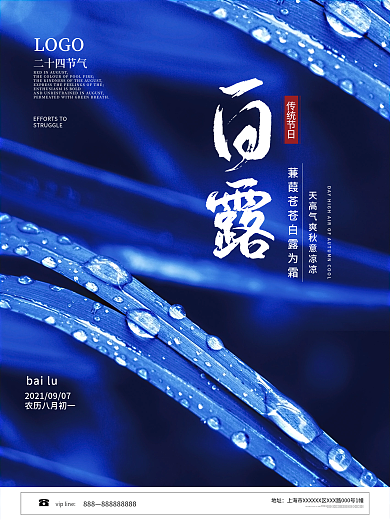 简约创意白露节气摄影图海报