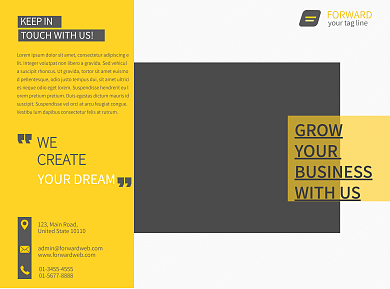 黄色黑色简约大气商务三折页模板