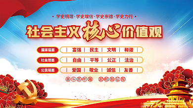 人民有信仰社会主义核心价值观党建展板海报