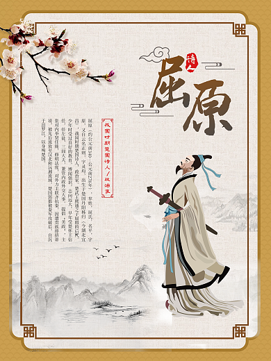 中国风复古名人简介人物介绍海报展板