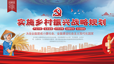实施乡村振兴战略规划党建展板背景