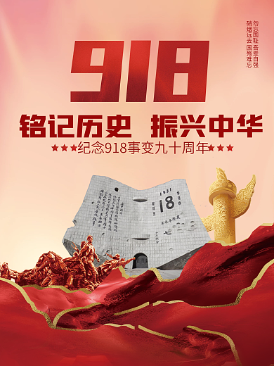 党建风简约九一八918纪念日爱国教育海报
