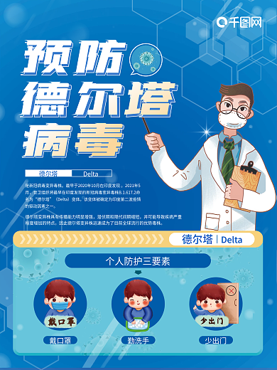 预防德尔塔病毒个人防护宣传海报