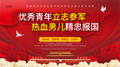 原创参军报国宣传征兵政策内容展板宣传栏