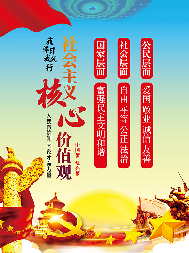 国庆建党社会主义核心价值观党建海报展板
