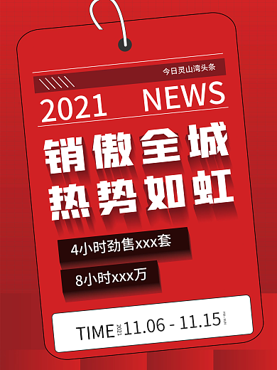原创地产大字报家居双十一业绩促销海报