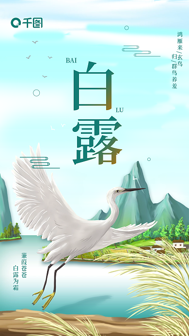 白露节气简约宣传手机海报