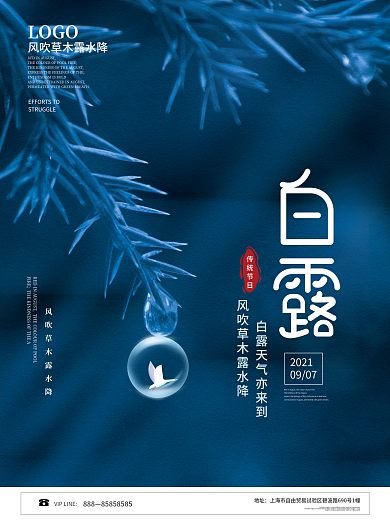 简约创意白露摄影图海报