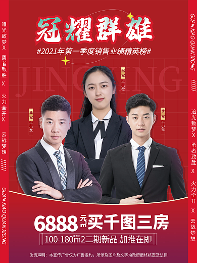 房地产销售顾问销售冠军销冠人物海报