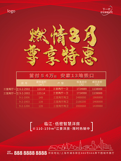 房地产简约红色海报