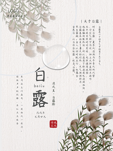 白露节气传统节日芦苇宣传海报