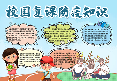 蓝色简约校园复课常识手抄报