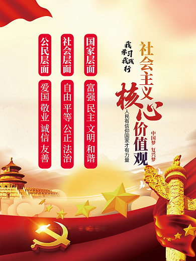 简约大气社会主义核心价值观宣传党建海报