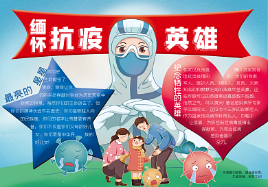 清明节缅怀抗疫英雄手抄报