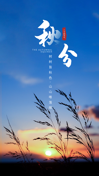 简约秋分节气摄影图实拍风手机海报