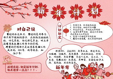 2022新年计划新年寄语祝福手抄报