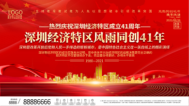 简约深圳经济特区成立纪念日展板