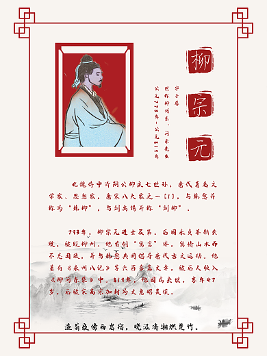 中国风复古名人简介人物介绍海报