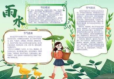 雨水节气传统习俗手抄报