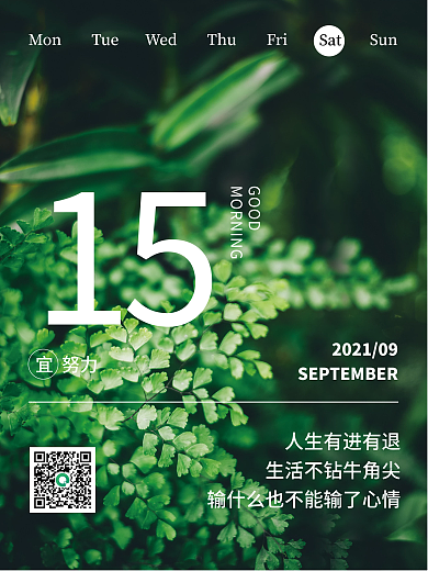 清新绿植摄影图文早安海报朋友圈励志日签