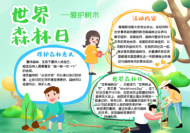 简约清新世界森林日手抄报