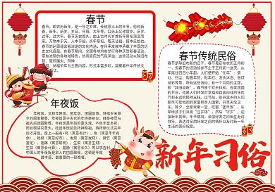 2021牛年新年习俗手抄报