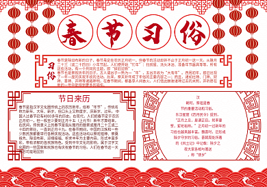 2022春节习俗剪纸手抄报