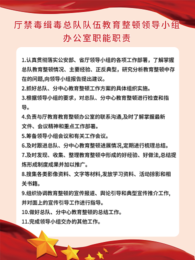 公安红色简约上墙教育整顿制度海报