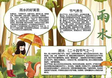 卡通校园雨水24节气祝福黑板手抄报