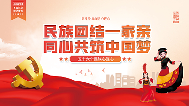 民族团结一家亲共筑中国梦党建展板背景