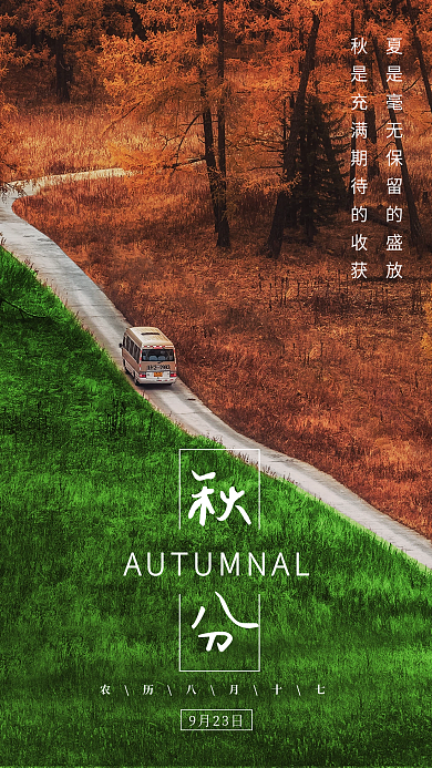 简约实拍风秋分传统节气摄影图手机海报