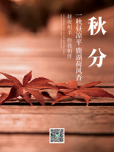 创意秋分摄影图海报二十四节气简约