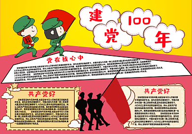 建党100周年电子小报 手抄报