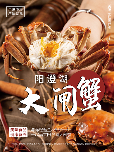 手捧大闸蟹生鲜阳澄湖大闸蟹海报